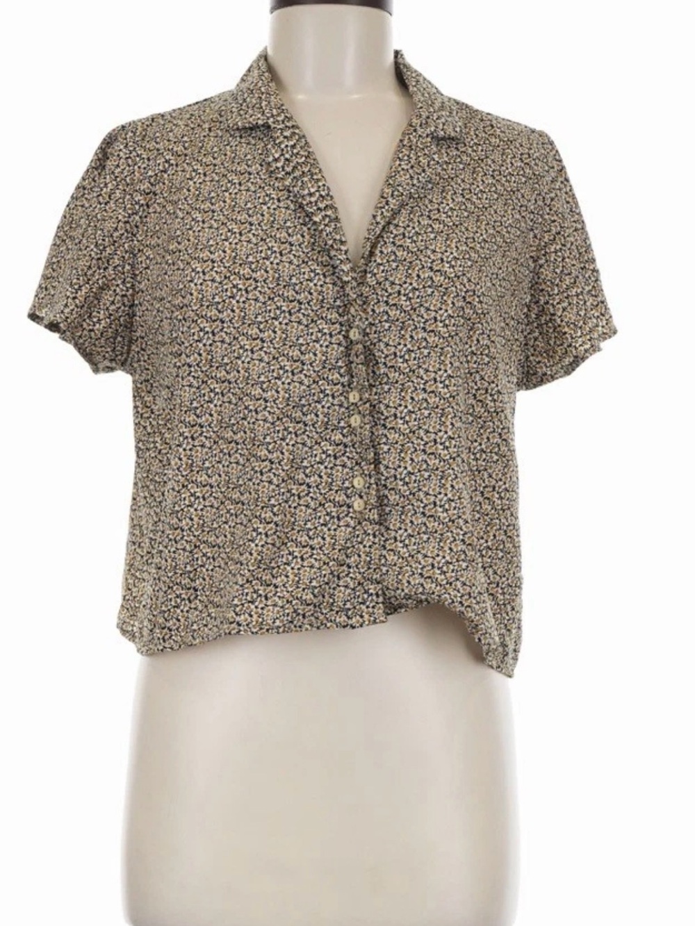 100% Cotton Hazel Floral Button-down Blouse Collared Flutter Sleeves Daisies